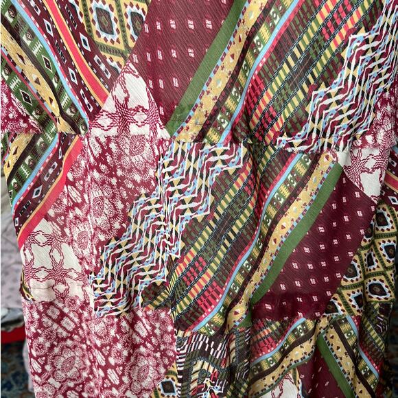 Jones Studio Women's Maxi Dress in Faux Patchwork Print in Pink Green Size 22W - Picture 5 of 8